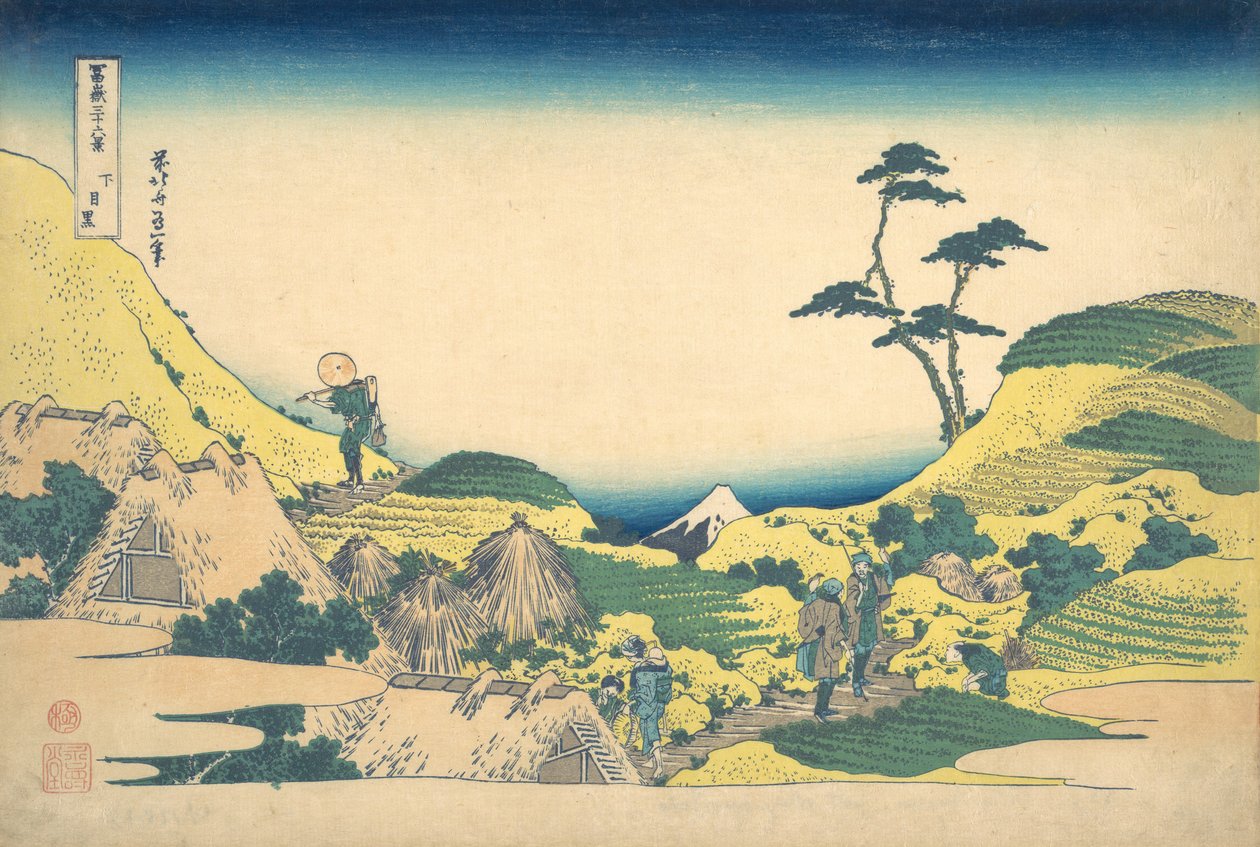 Niższe Meguro Shimo Meguro, z cyklu Trzydzieści sześć widoków góry Fuji Fugaku..., ca. 1830-32. autorstwa Katsushika Hokusai