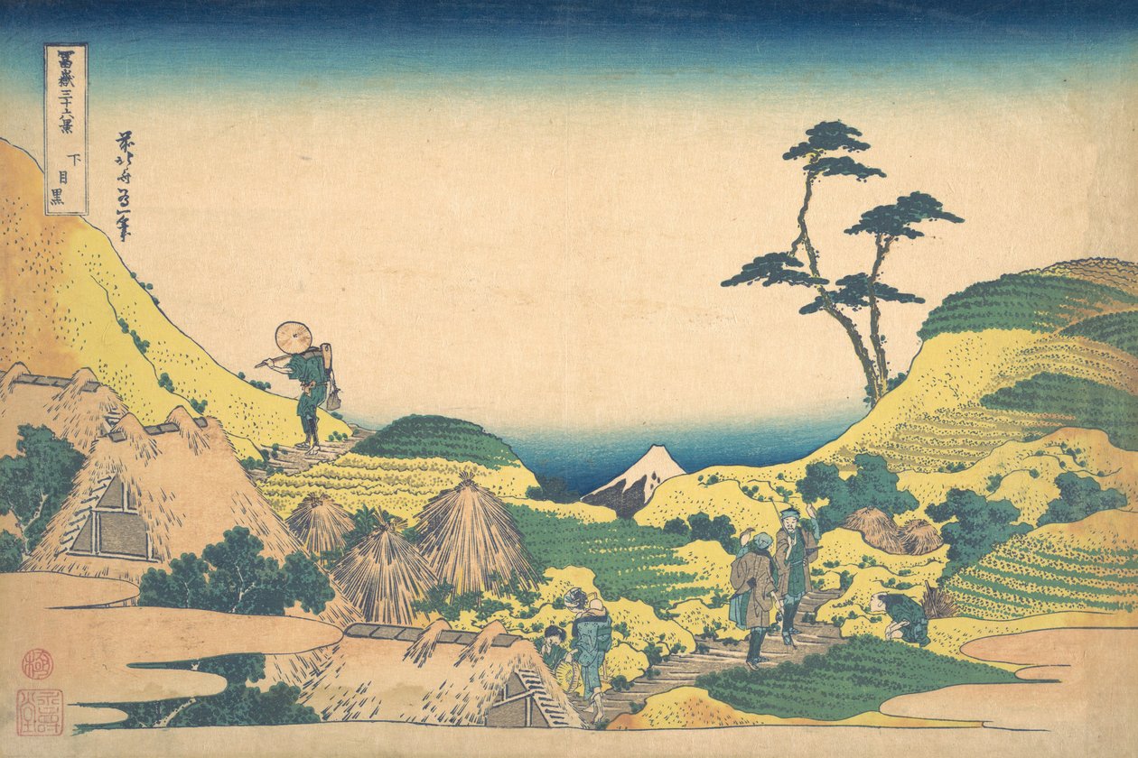 Niższe Meguro Shimo Meguro, z cyklu Trzydzieści sześć widoków góry Fuji Fugaku..., ca. 1830-32. autorstwa Katsushika Hokusai