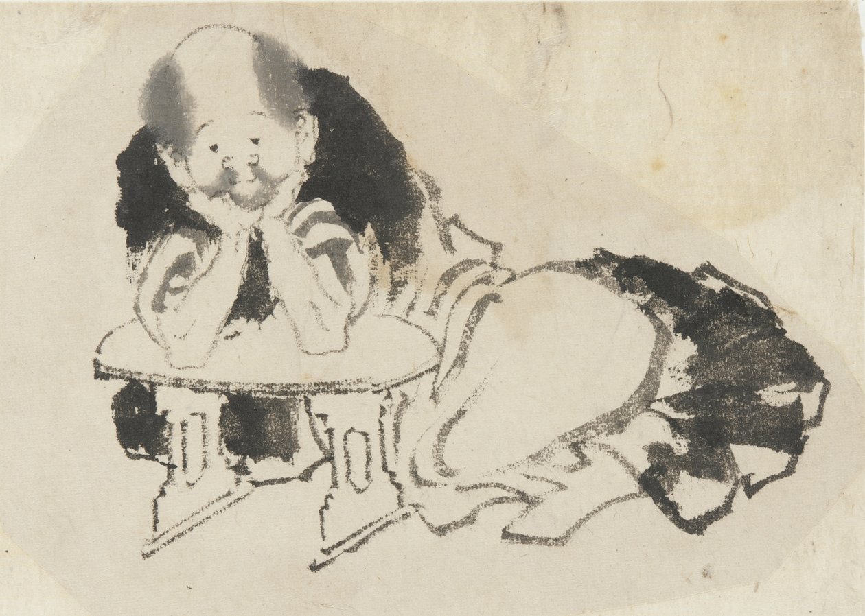 Mężczyzna siedzący z podłokietnikiem, okres Edo (tusz na papierze) autorstwa Katsushika Hokusai