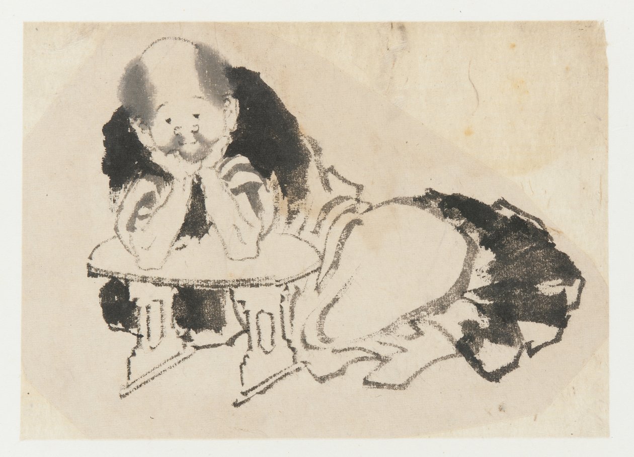 Mężczyzna siedzący z podłokietnikiem, okres Edo, XIX wiek. autorstwa Katsushika Hokusai