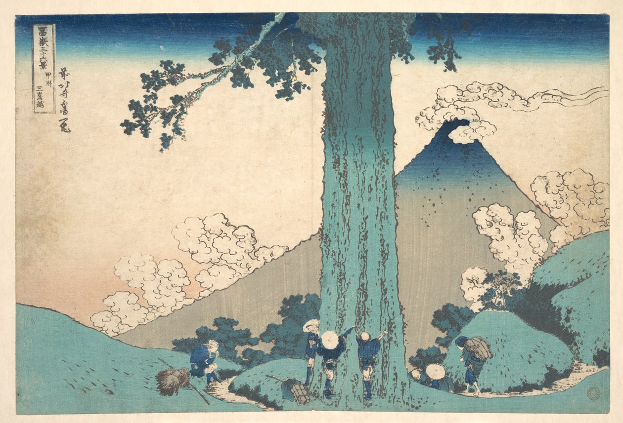 Przełęcz Mishima w prowincji Kai (Kōshū Mishima goe), z cyklu „Trzydzieści sześć widoków góry Fuji” (Fugaku sanjūrokkei) autorstwa Katsushika Hokusai