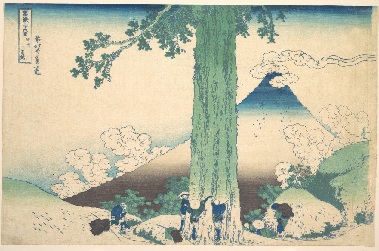 Przełęcz Mishima w prowincji Kai (Kōshū Mishima goe), z cyklu „Trzydzieści sześć widoków góry Fuji” (Fugaku sanjūrokkei) autorstwa Katsushika Hokusai