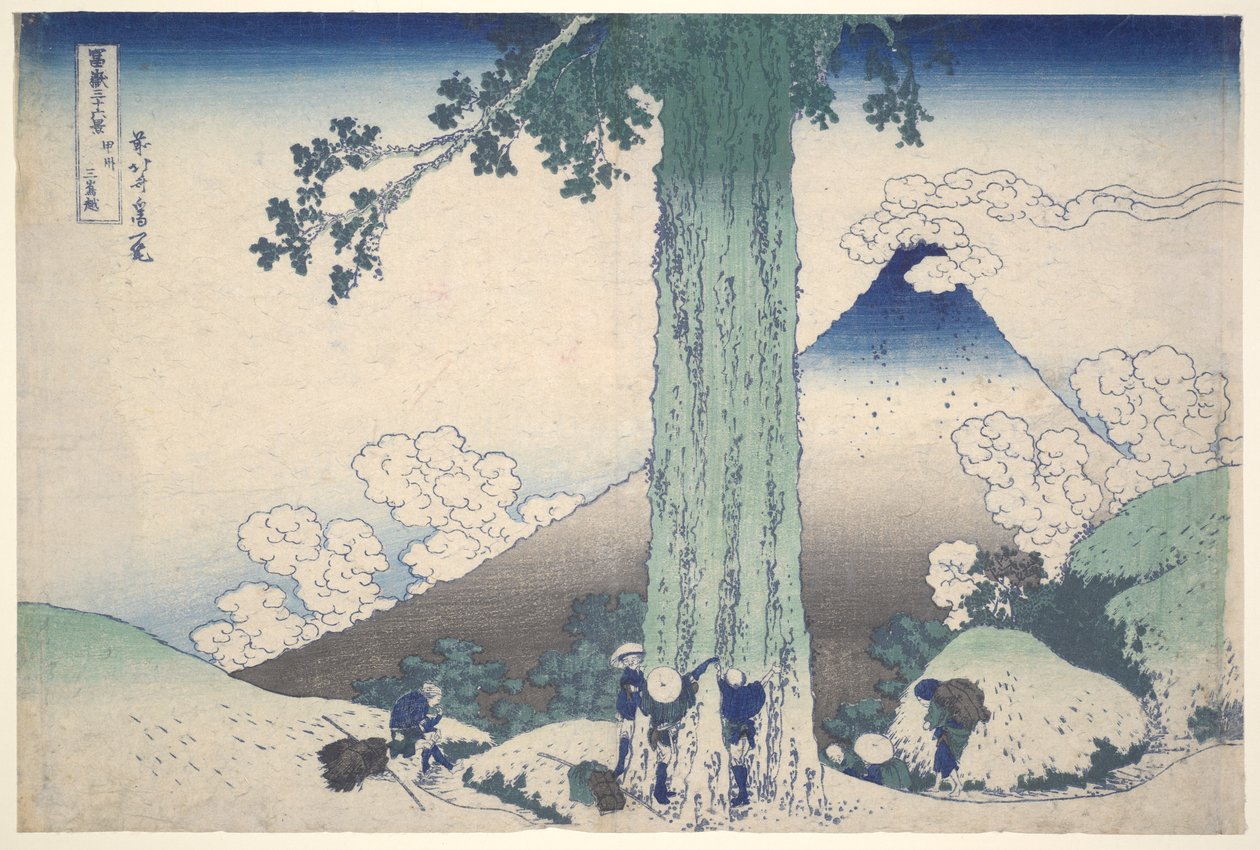 Przełęcz Mishima w prowincji Kai, z cyklu Trzydzieści sześć widoków na górę Fuji autorstwa Katsushika Hokusai