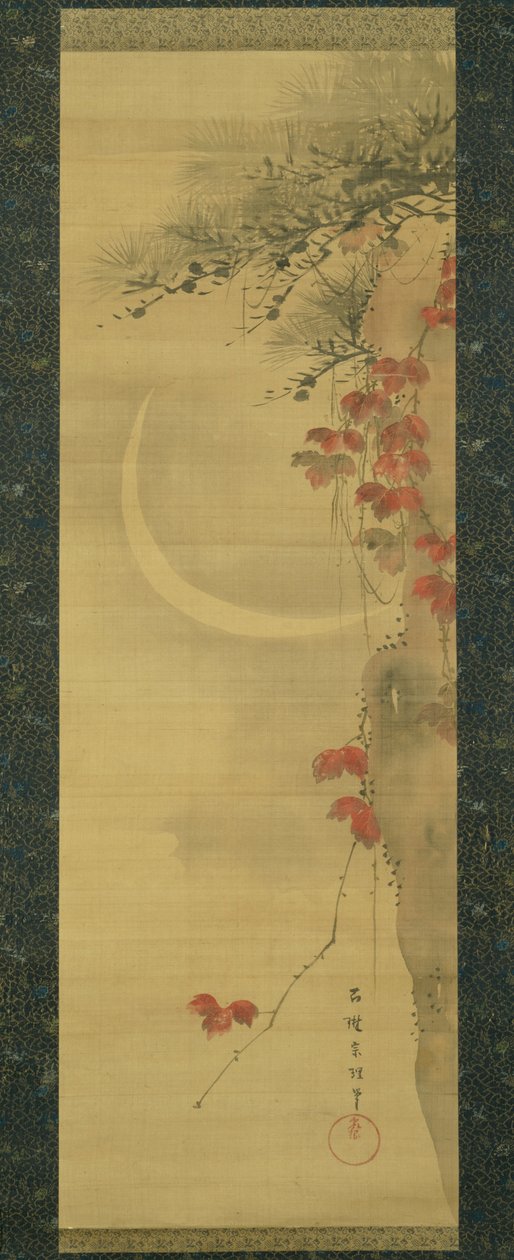 Księżyc, sosna i klon autorstwa Katsushika Hokusai