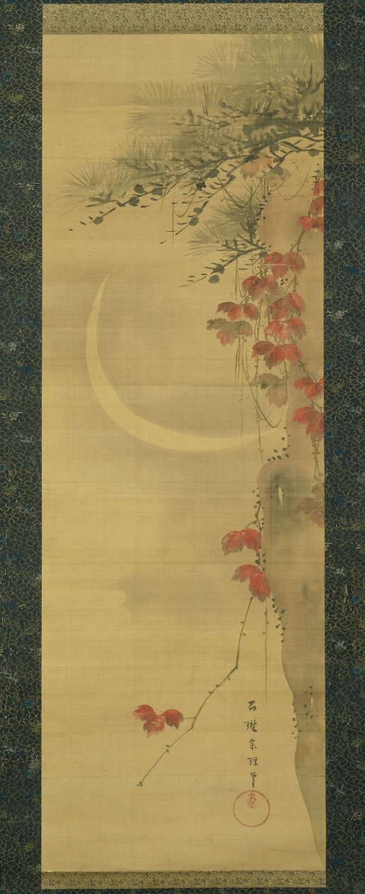 Księżyc, sosna i klon autorstwa Katsushika Hokusai
