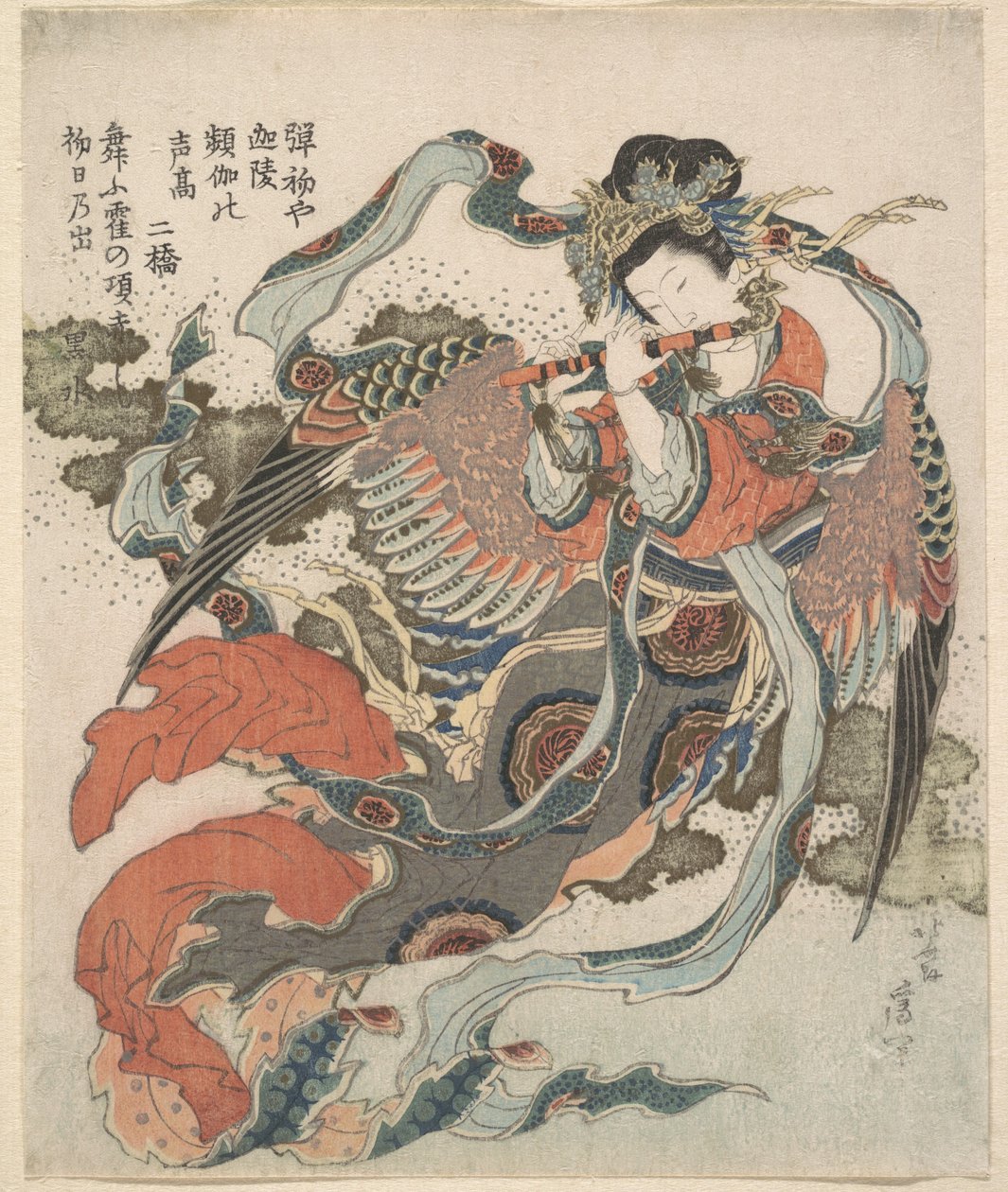 Mistyczny ptak (Karyōbinga) autorstwa Katsushika Hokusai