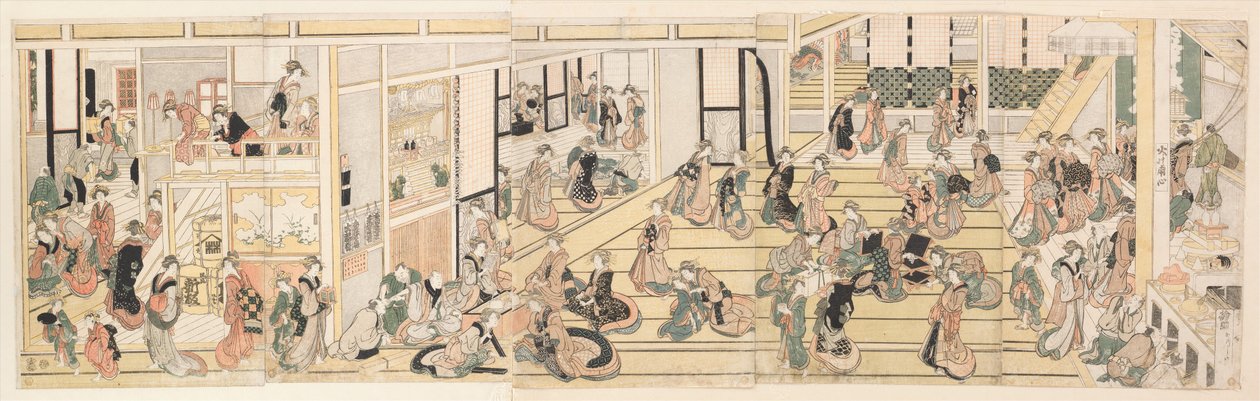Nowy Rok w domu publicznym Ōgiya w Yoshiwara autorstwa Katsushika Hokusai