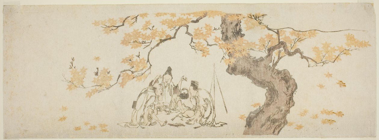Nocni strażnicy pod klonem autorstwa Katsushika Hokusai