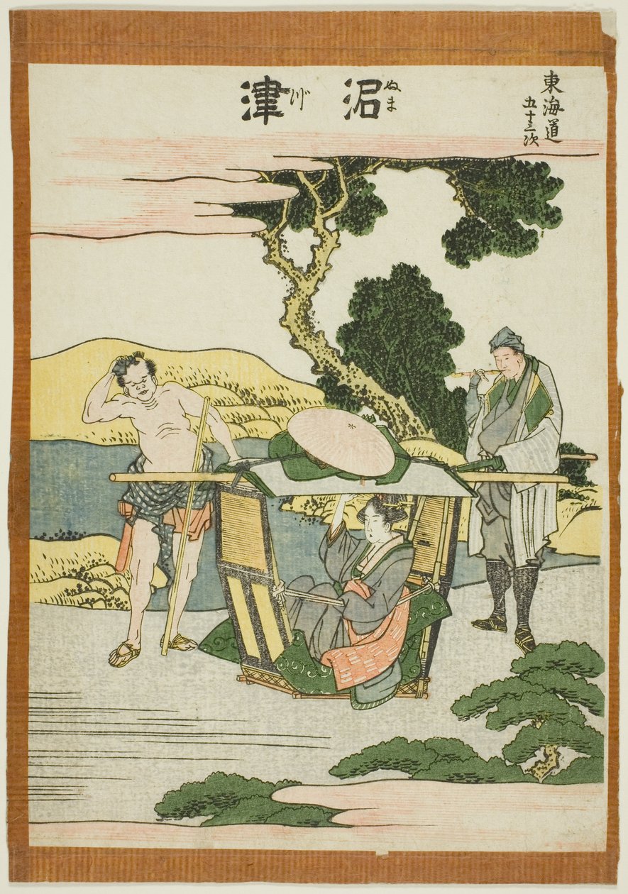 Numatsu, z serii „Pięćdziesiąt trzy stacje Tokaido (Tokaido gojusan tsugi)” autorstwa Katsushika Hokusai