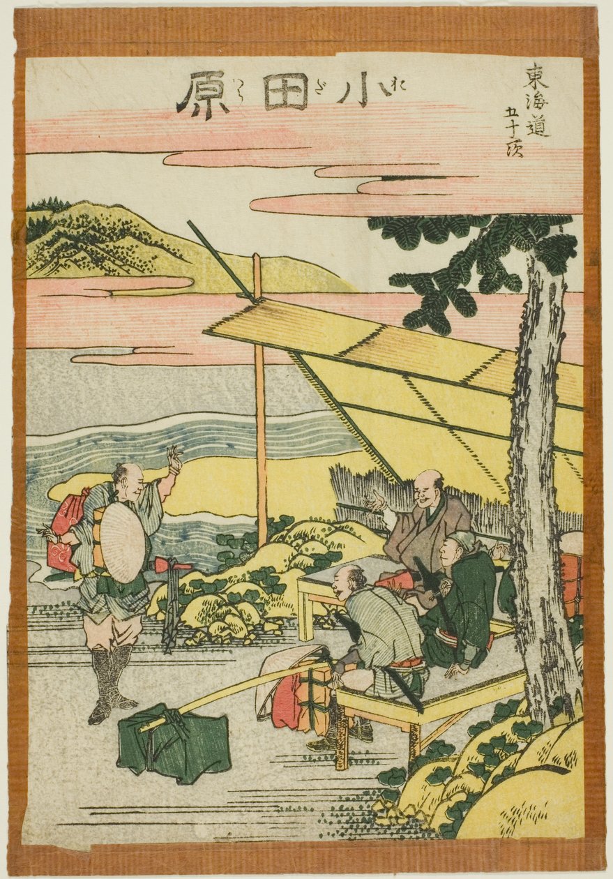 Odawara, z serii „Pięćdziesiąt trzy stacje Tokaido (Tokaido gojusan tsugi)” autorstwa Katsushika Hokusai