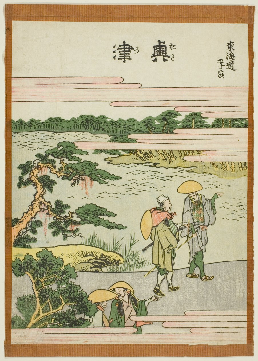 Okitsu, from the series "Fifty-three Stations of the Tokaido (Tokaido gojusan tsugi)" autorstwa Katsushika Hokusai