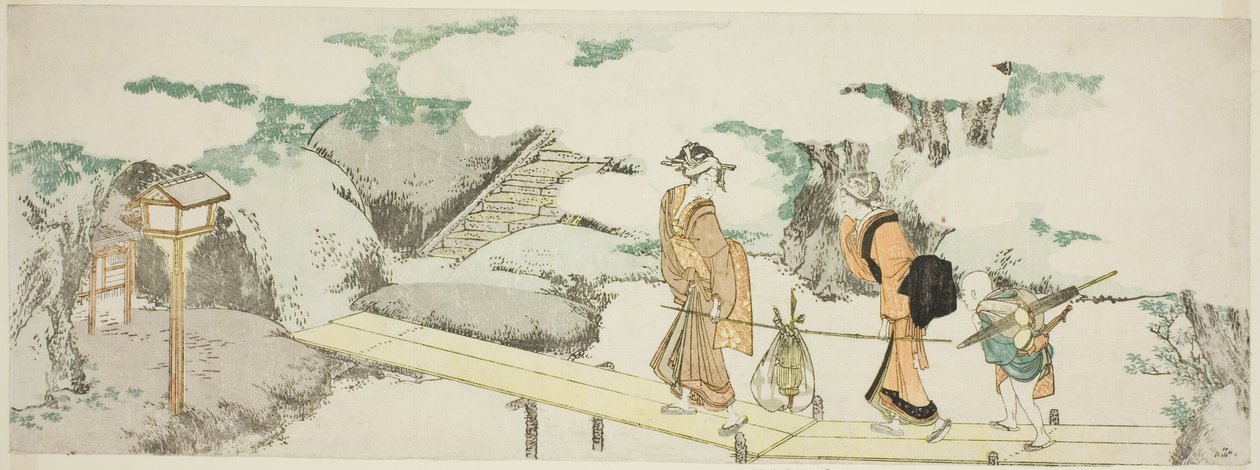 Na kładce autorstwa Katsushika Hokusai