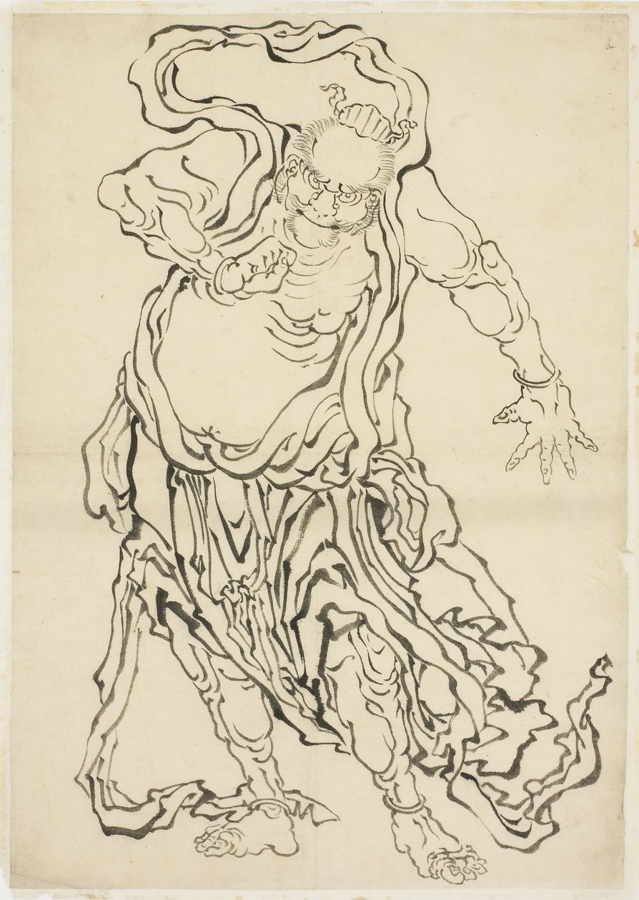Jeden z Nio (Strażnik), c.1815-1849 (tusz na papierze) autorstwa Katsushika Hokusai