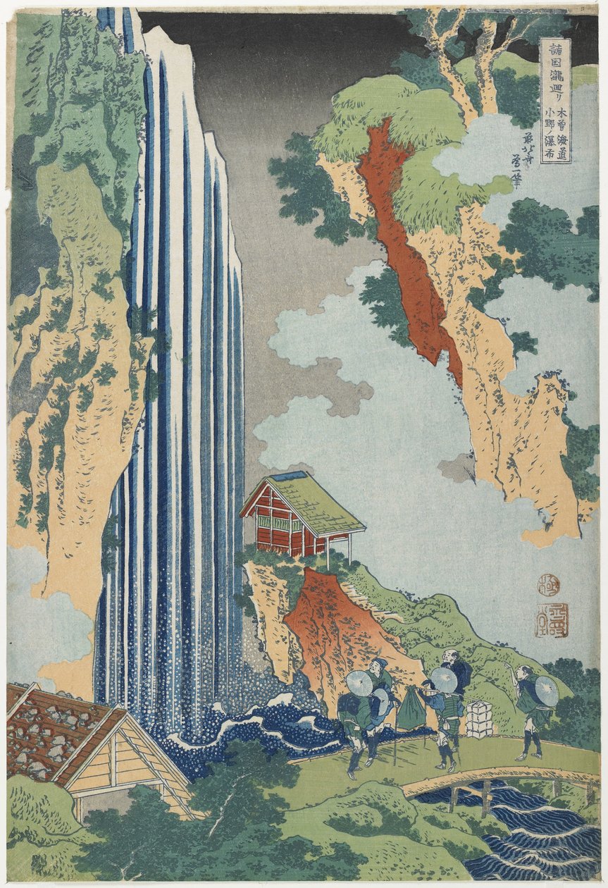 Ono Falls na Kiso Road, ok. godz. 1833 autorstwa Katsushika Hokusai
