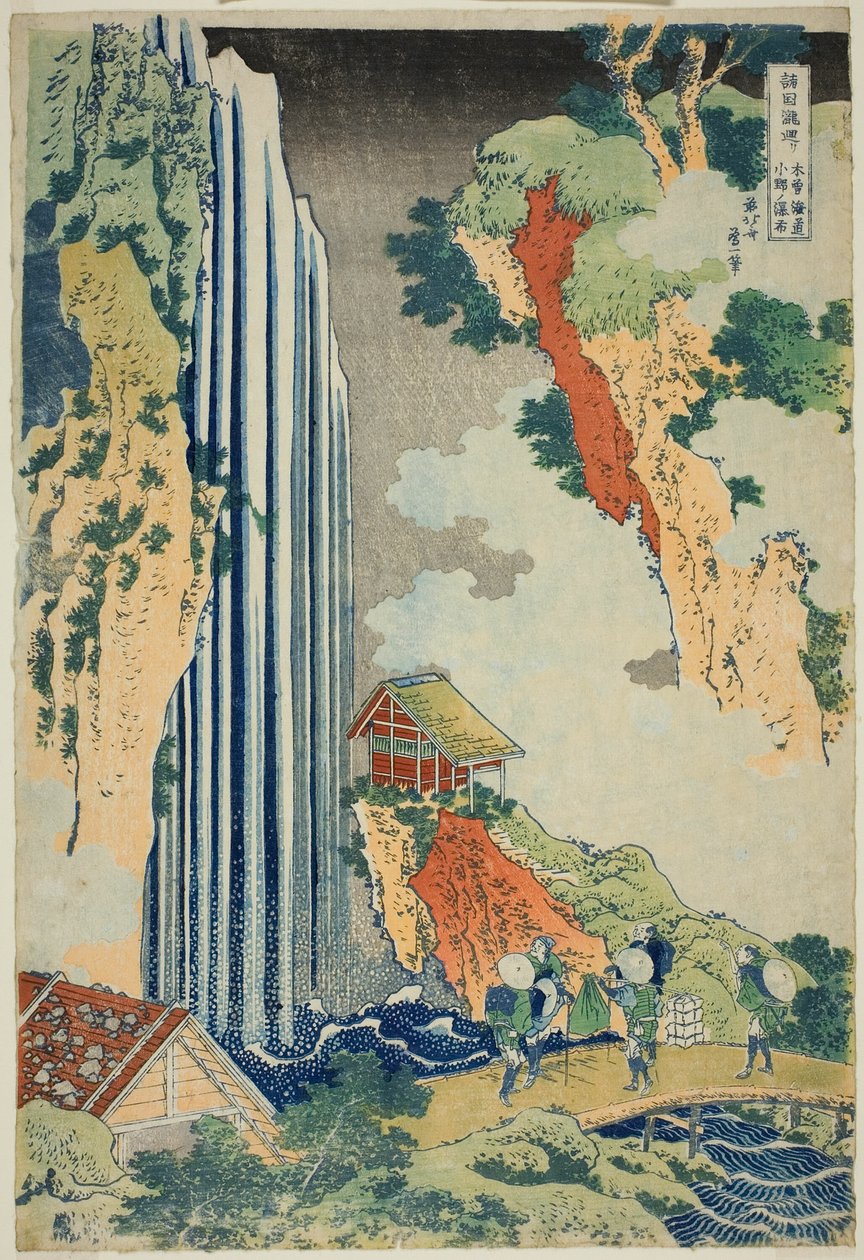 Ono Falls Oto Te Podstawowy stopień otwarcia (podstawowy stopień otwarcia Ono szogunat), z serii Te autorstwa Katsushika Hokusai