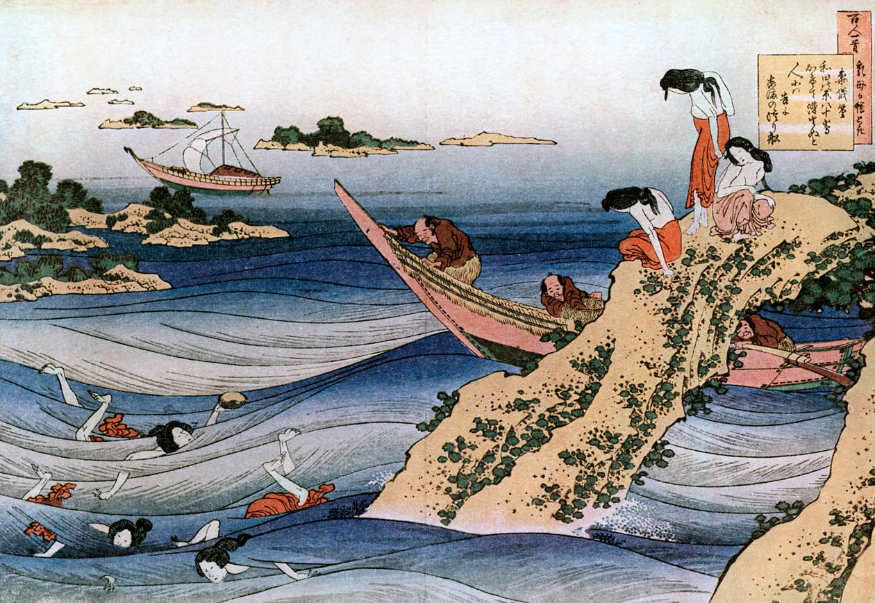 Łowienie ostryg, c1785-1849. autorstwa Katsushika Hokusai