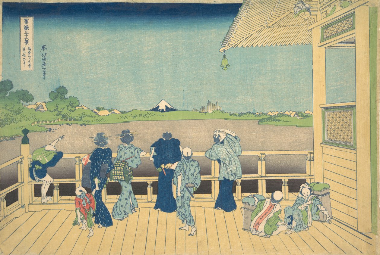 Sala Sazai w Świątyni Pięciuset Arhatów Gohyaku Rakanji Sazaido, z..., ca. 1830-32. autorstwa Katsushika Hokusai