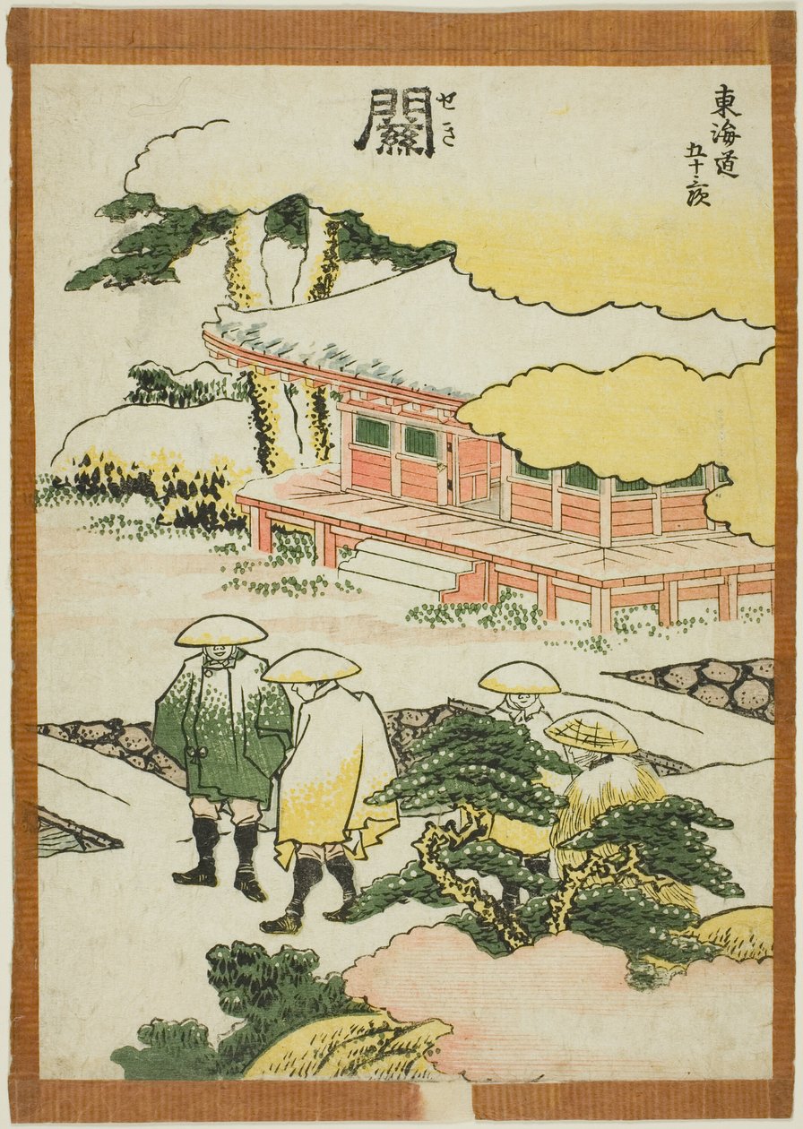 Seki, z serii „Pięćdziesiąt trzy stacje Tokaido (Tokaido gojusan tsugi)” autorstwa Katsushika Hokusai