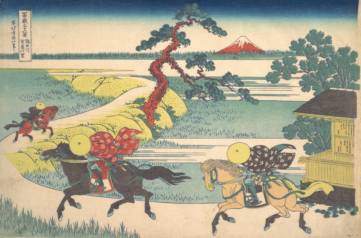 Sekiya Visual Sound Rzeka Sumida Rzeka Sumida Seiya no Sato, z koszulki Teseries. . . , komar. 1830-32. autorstwa Katsushika Hokusai