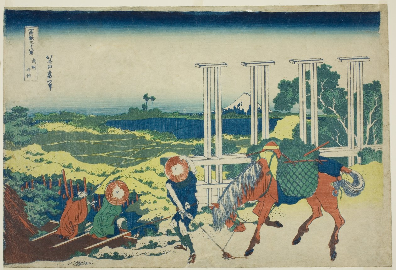 Senju Musashi Producent (bushu senju), z serii „Tirty x Ws of Fuji” autorstwa Katsushika Hokusai