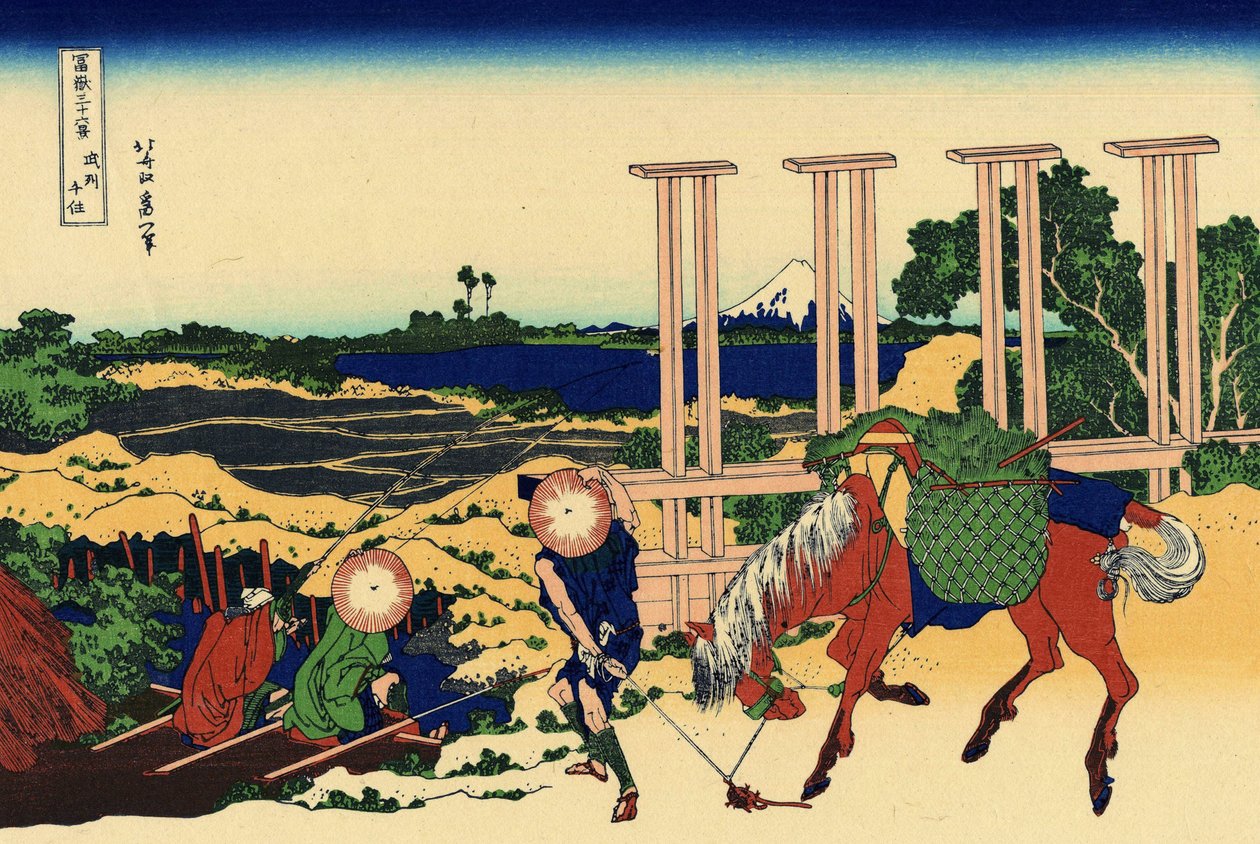 Senju w prowincji Musachi, ok. 1830 (odbitka drzeworytowa) autorstwa Katsushika Hokusai