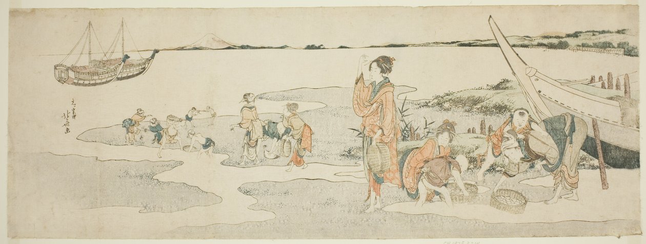 Zbieranie skorupiaków autorstwa Katsushika Hokusai