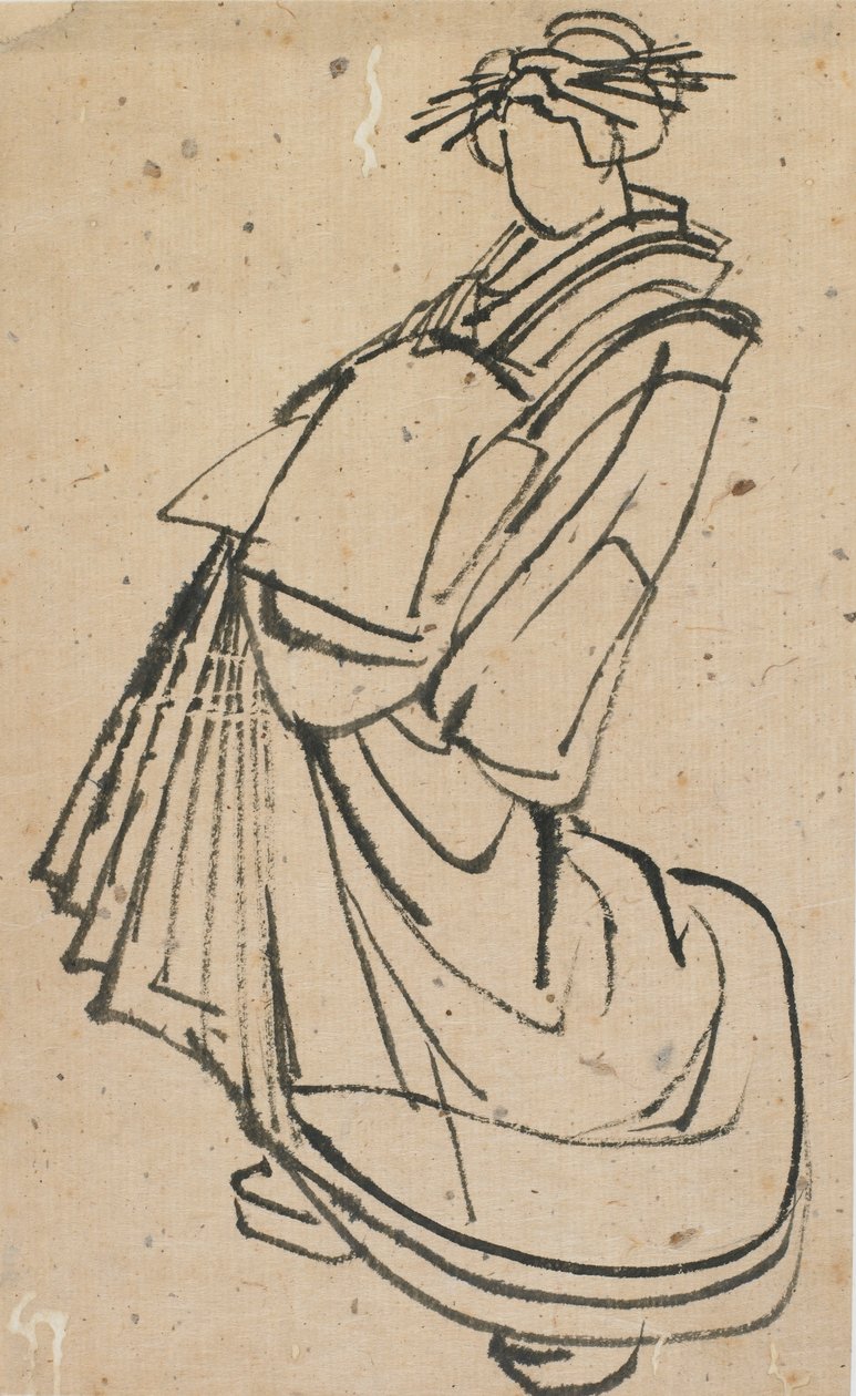 Szkic kurtyzany, koniec XVIII – początek XIX wieku. autorstwa Katsushika Hokusai