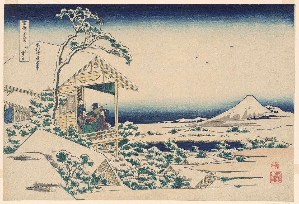 S no wy także r ludzie g z Koishikawa (Koishikawa Yuki no Ashita), z serii "Ty t y x wi d y szczęścia także t Fuji (Fugaku Usaju Rokukatsu)" autorstwa Katsushika Hokusai
