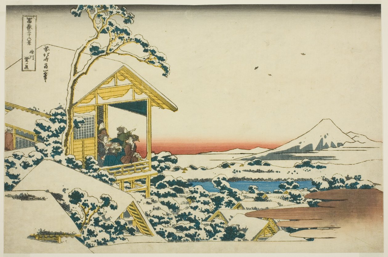 S no wy także r ludzie g z Koishikawa (Koishikawa Yuki no Ashita), z serii "Ty t y x wi d y szczęścia także t Fuji (Fugaku Usaju Rokukatsu)" autorstwa Katsushika Hokusai