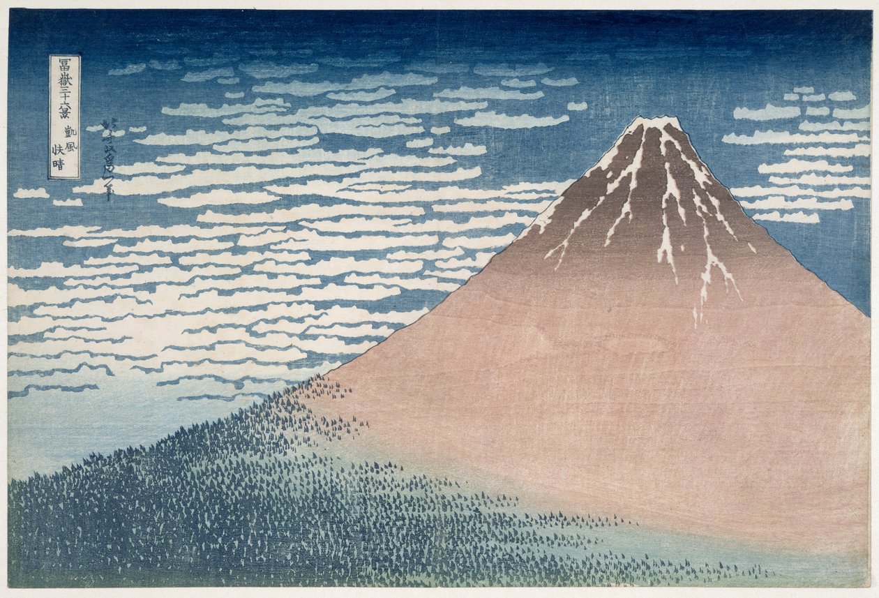 Południowy wiatr, Clear Dawn, z cyklu „36 widoków góry Fuji”, ok. 1830-1831 (drewnodruk) autorstwa Katsushika Hokusai