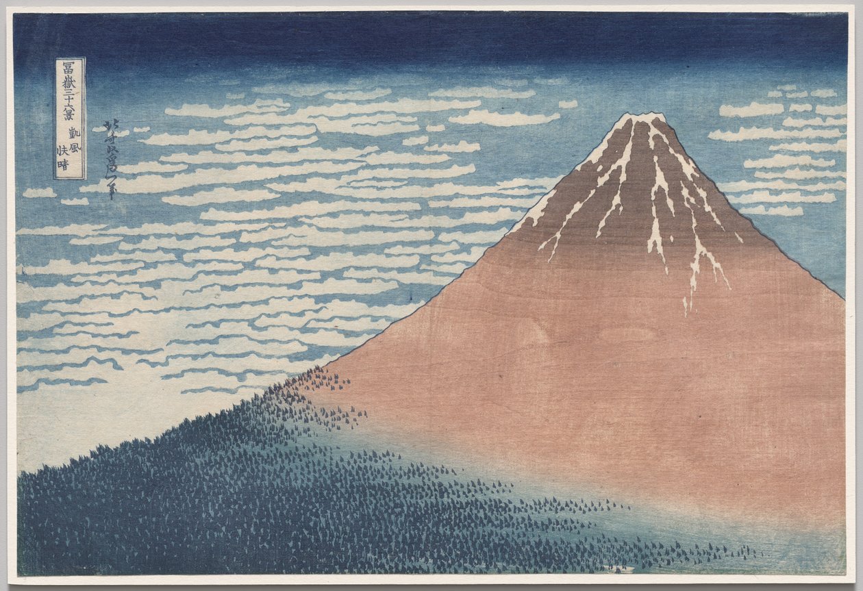 Południowy wiatr, czyste niebo, z serii Trzydzieści sześć widoków na górę Fuji autorstwa Katsushika Hokusai