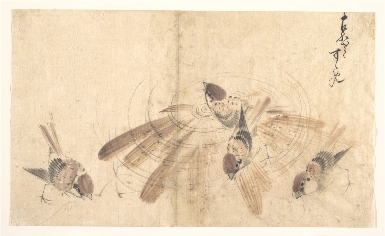 Wróble autorstwa Katsushika Hokusai