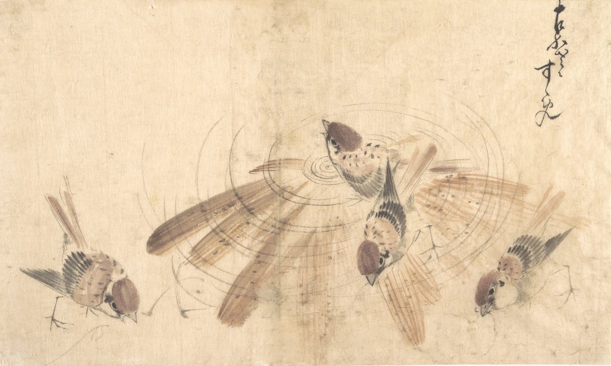 Wróble, ca. 1825. autorstwa Katsushika Hokusai