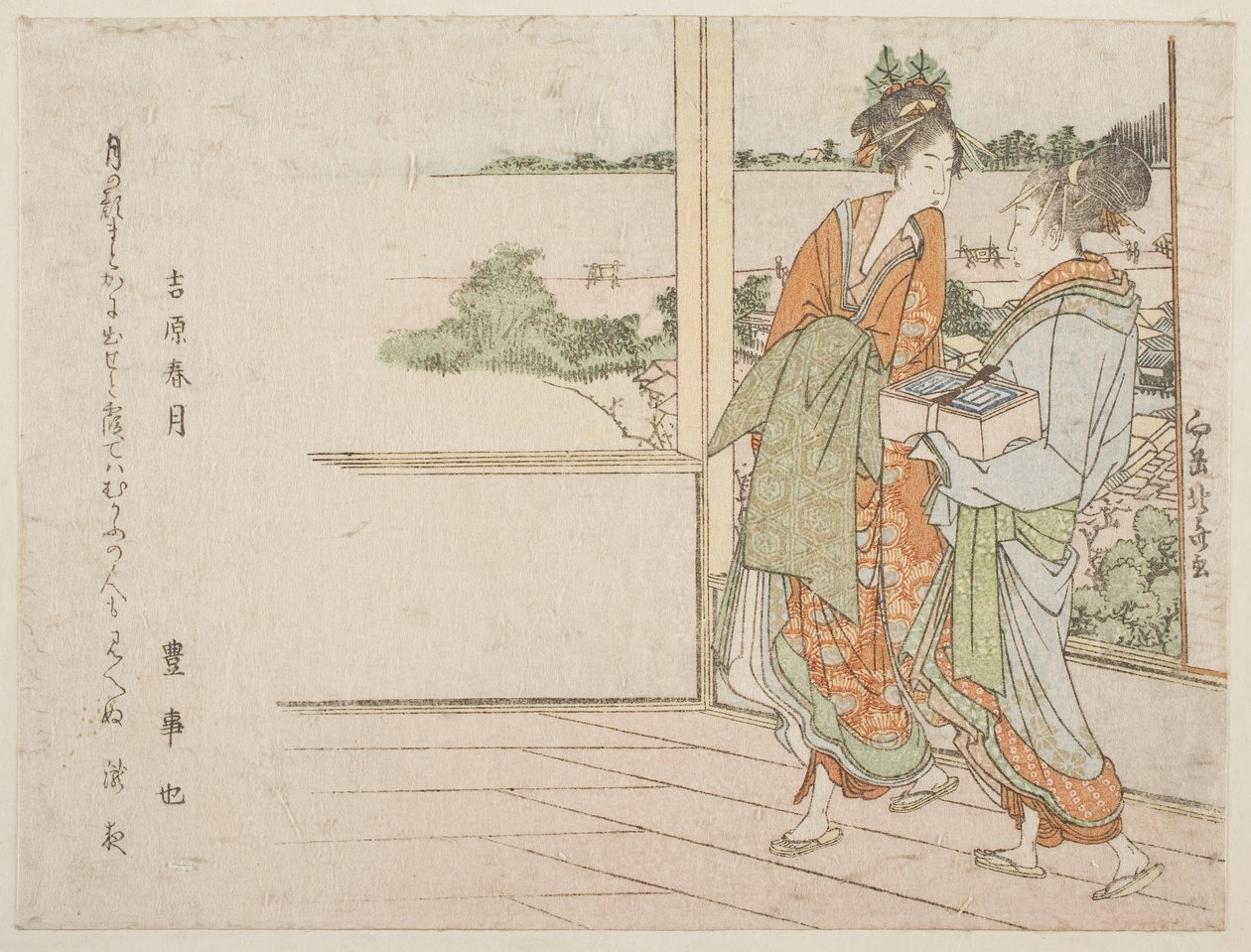 SP Lin g również w Over Yoshiwara (Yoshihara Harugetsu) autorstwa Katsushika Hokusai