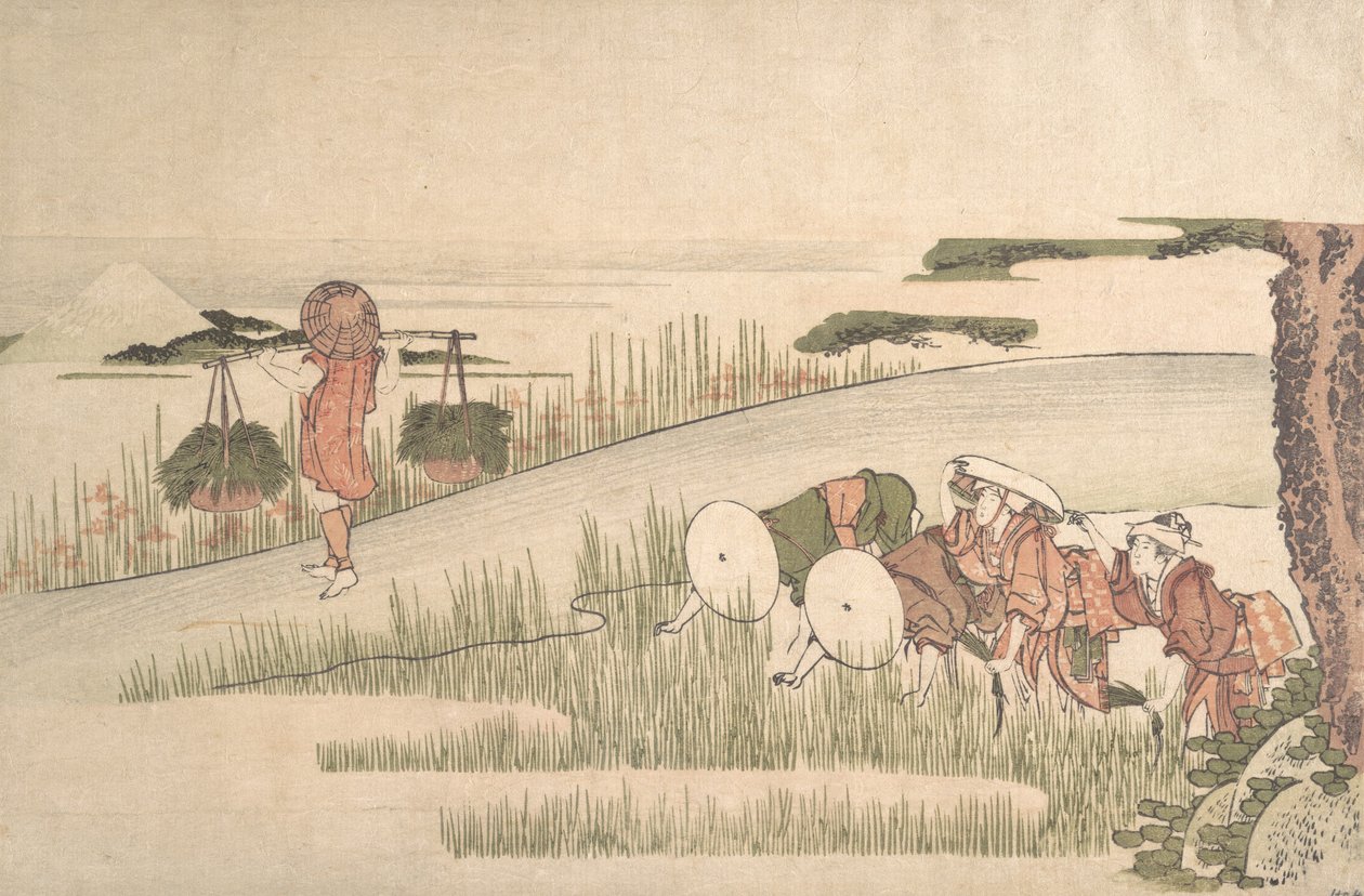 Wiosna na polach ryżowych, ok. godz. 1800., ca. 1800. autorstwa Katsushika Hokusai