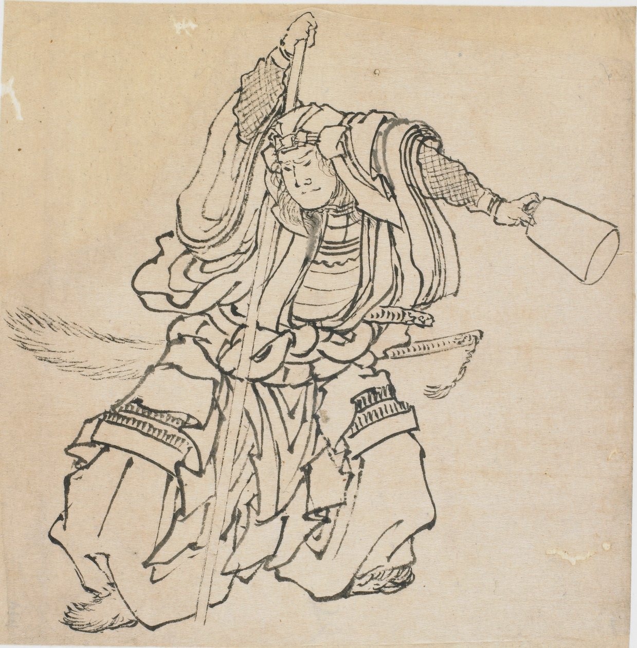Stojący wojownik w pełnej zbroi, koniec XVIII-początek XIX wieku. autorstwa Katsushika Hokusai