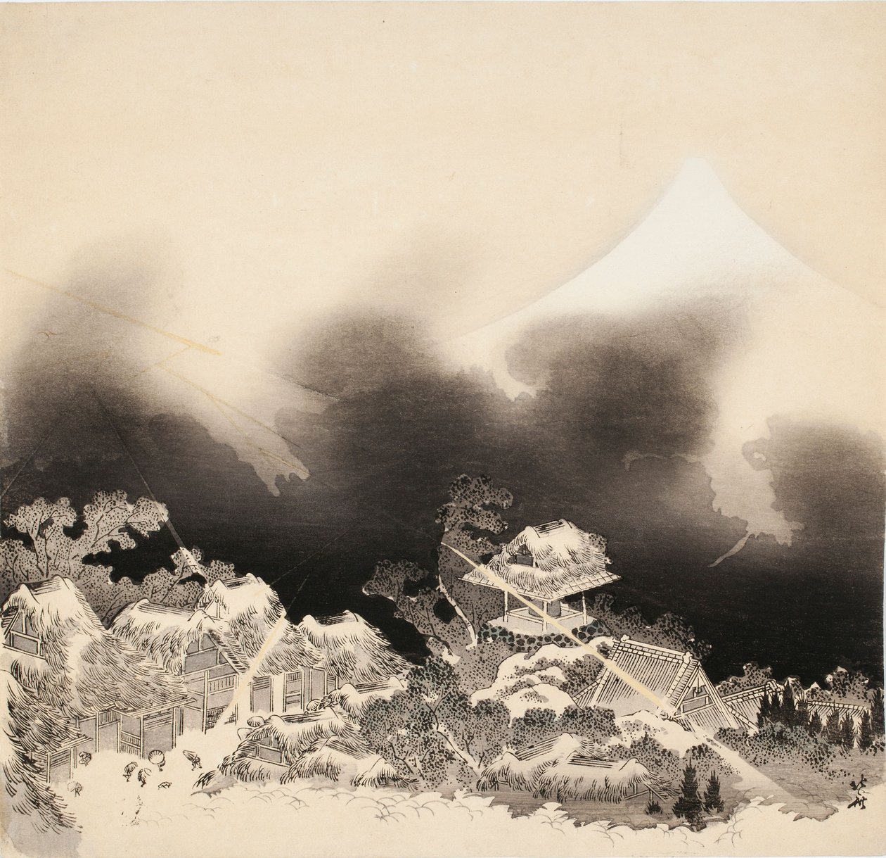 Burza w górach autorstwa Katsushika Hokusai