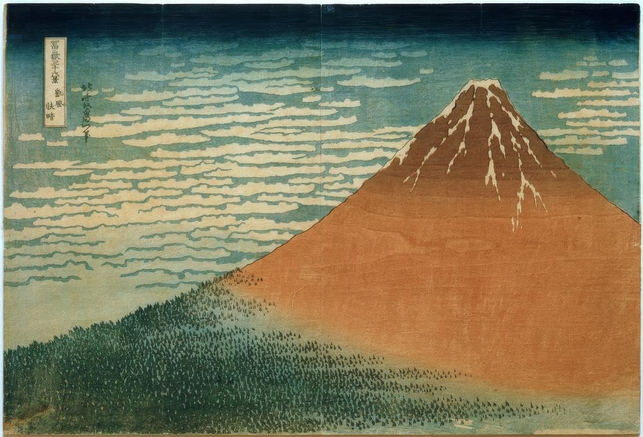 Południowy wiatr i pogodny poranek autorstwa Katsushika Hokusai