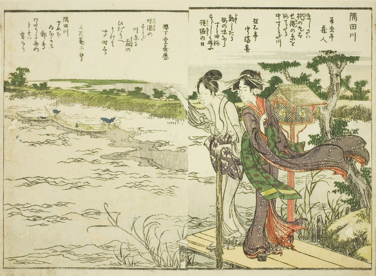 Rzeka Sumida, od obj. 1 ilustrowanej książki „Piękne widoki na wschodnią stolicę w skrócie (Toto shokei ichiran)” autorstwa Katsushika Hokusai