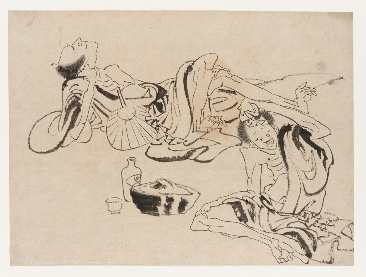 Popijacze letniej sake, koniec XVIII-początek XIX wieku. autorstwa Katsushika Hokusai