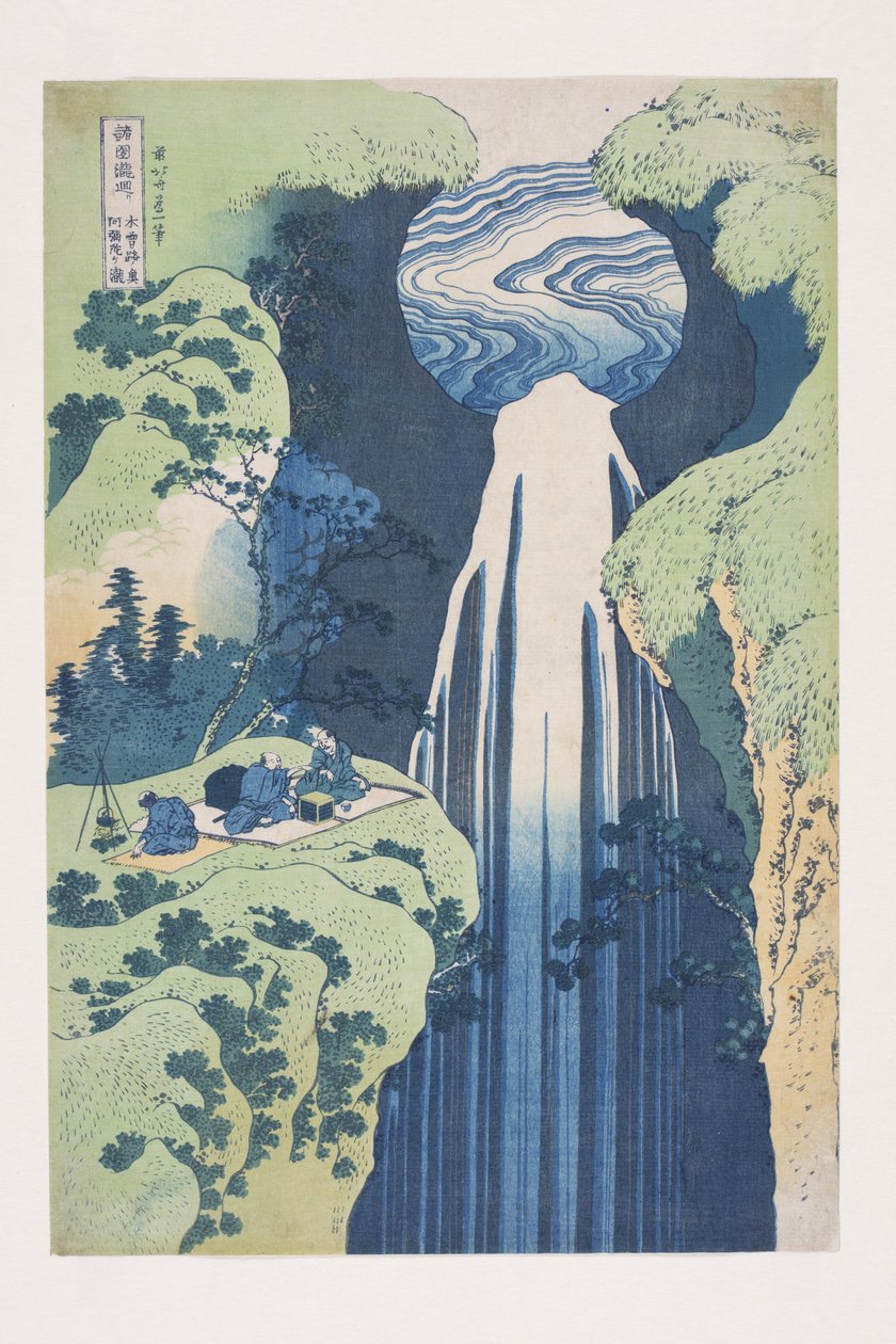 Wodospad Amida na dalekich krańcach Kisokaido? Droga (Kisoji no oku Amida-ga-taki) (kolorowy drzeworyt) autorstwa Katsushika Hokusai
