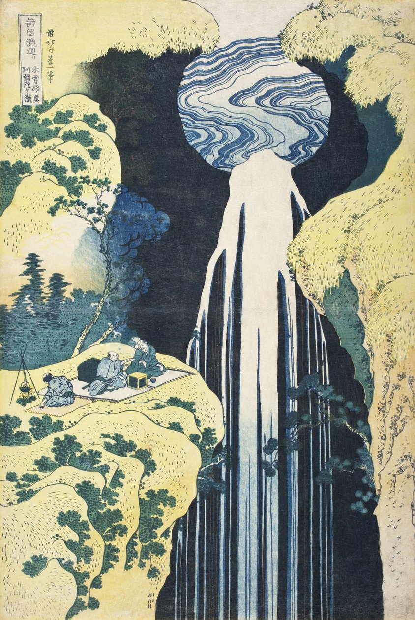 Wodospad Amida na odległych krańcach drogi Kisokaidō autorstwa Katsushika Hokusai