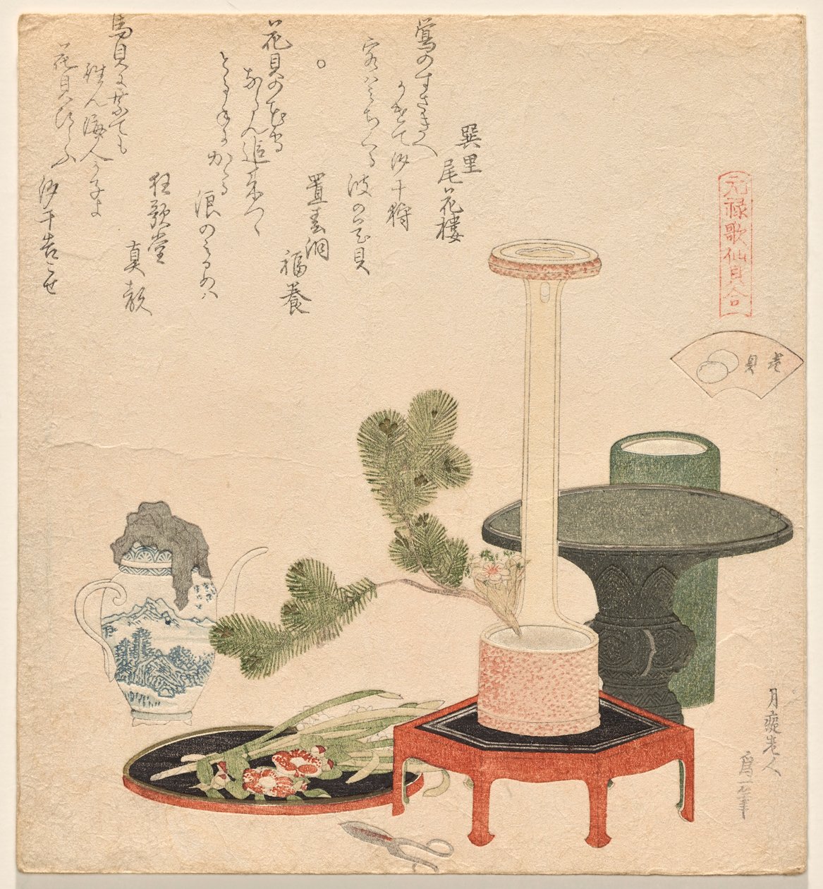 Kwiatowe muszle z serii Genroku Poem-Shell Matching Game autorstwa Katsushika Hokusai