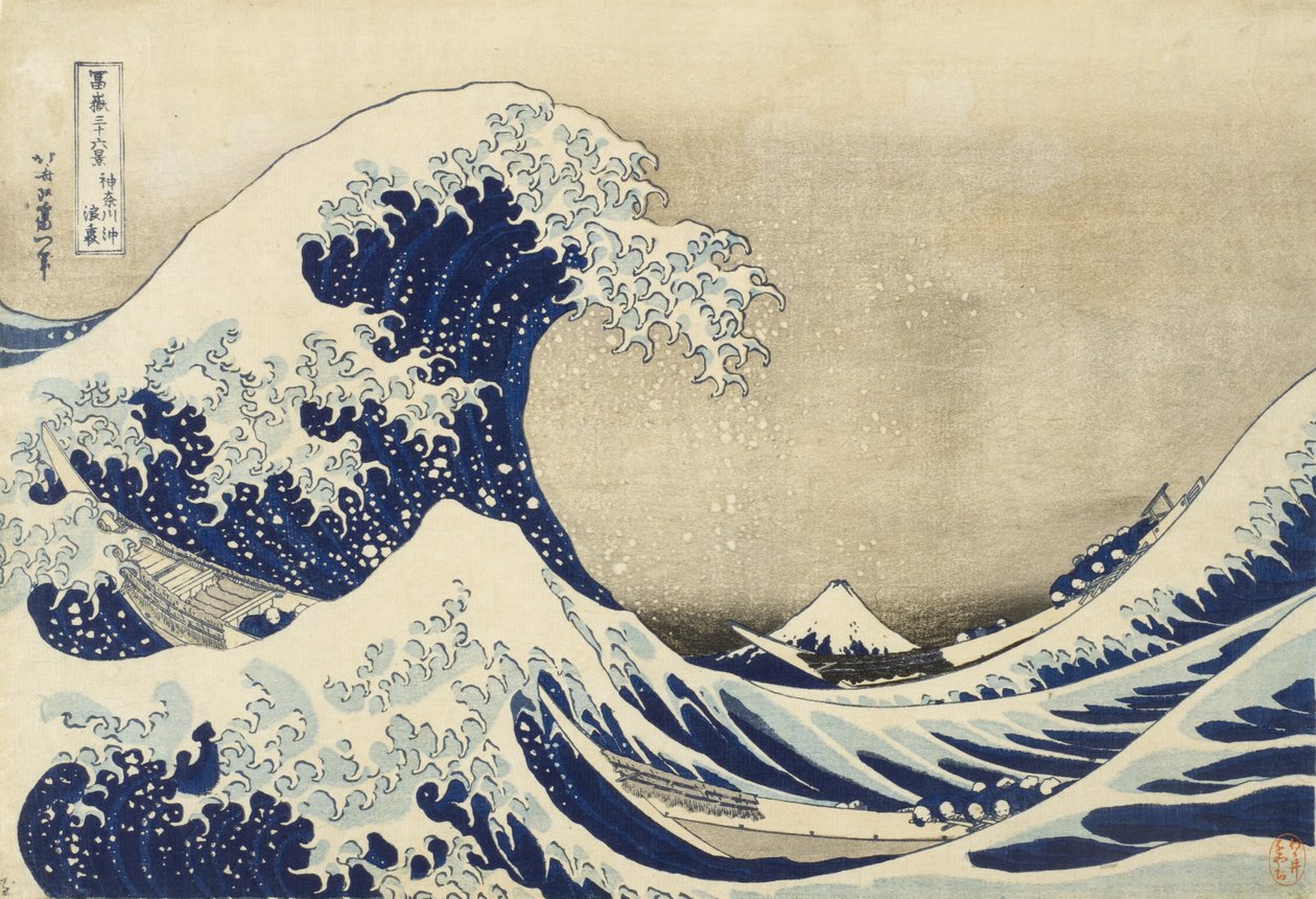 Wielka fala z Kanagawy, ok.1830 (odbitka drzeworytowa) autorstwa Katsushika Hokusai