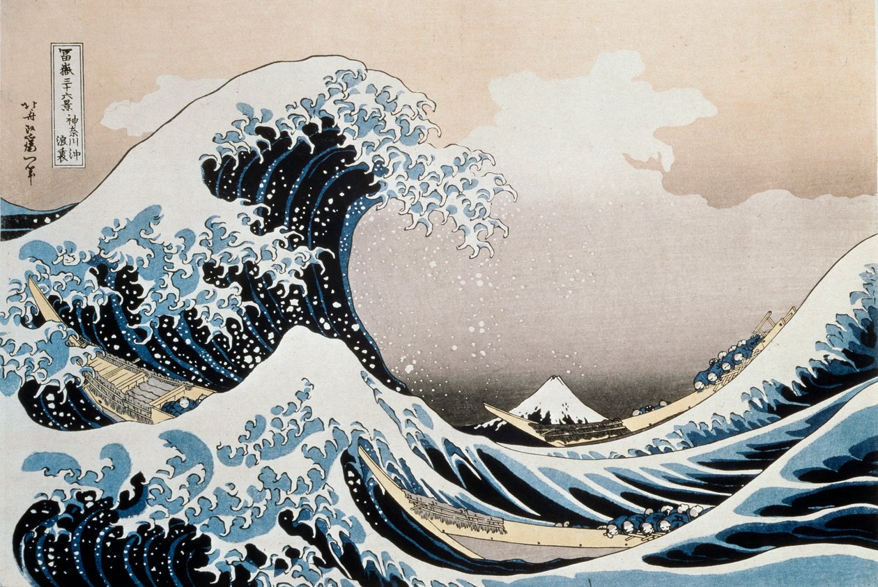 Wielka fala u wybrzeży Kanagawy, c1829-c1831 autorstwa Katsushika Hokusai