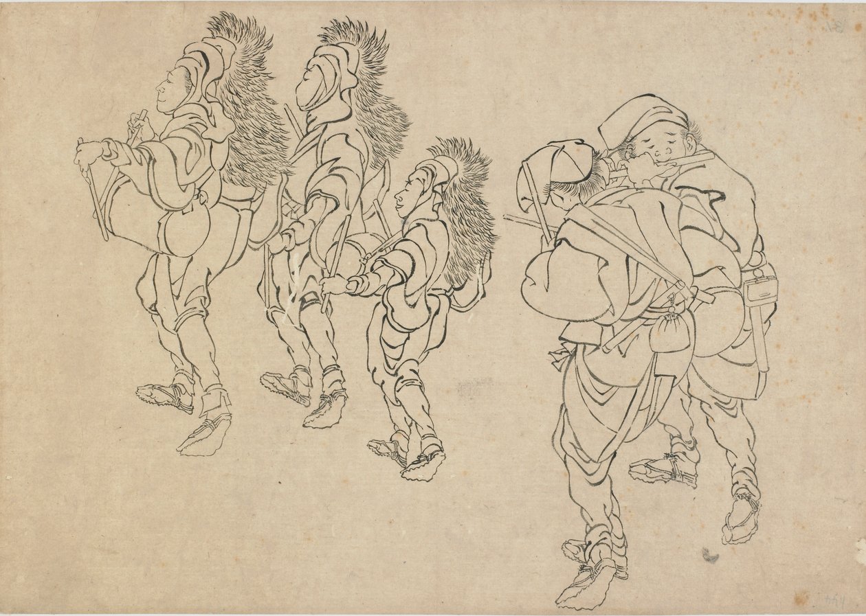 Taniec lwa, koniec XVIII i początek XIX wieku. autorstwa Katsushika Hokusai