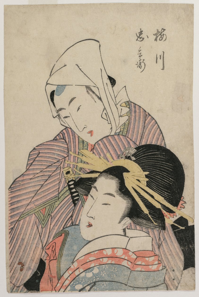 Kochankowie Umegawa i Chubei autorstwa Katsushika Hokusai