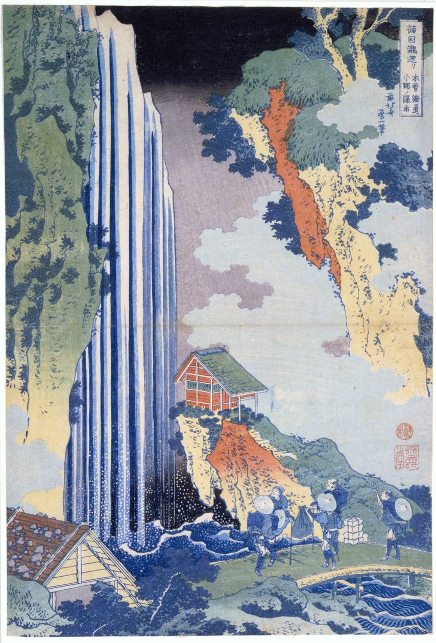 Wodospad Ono na szlaku Kisokaido autorstwa Katsushika Hokusai
