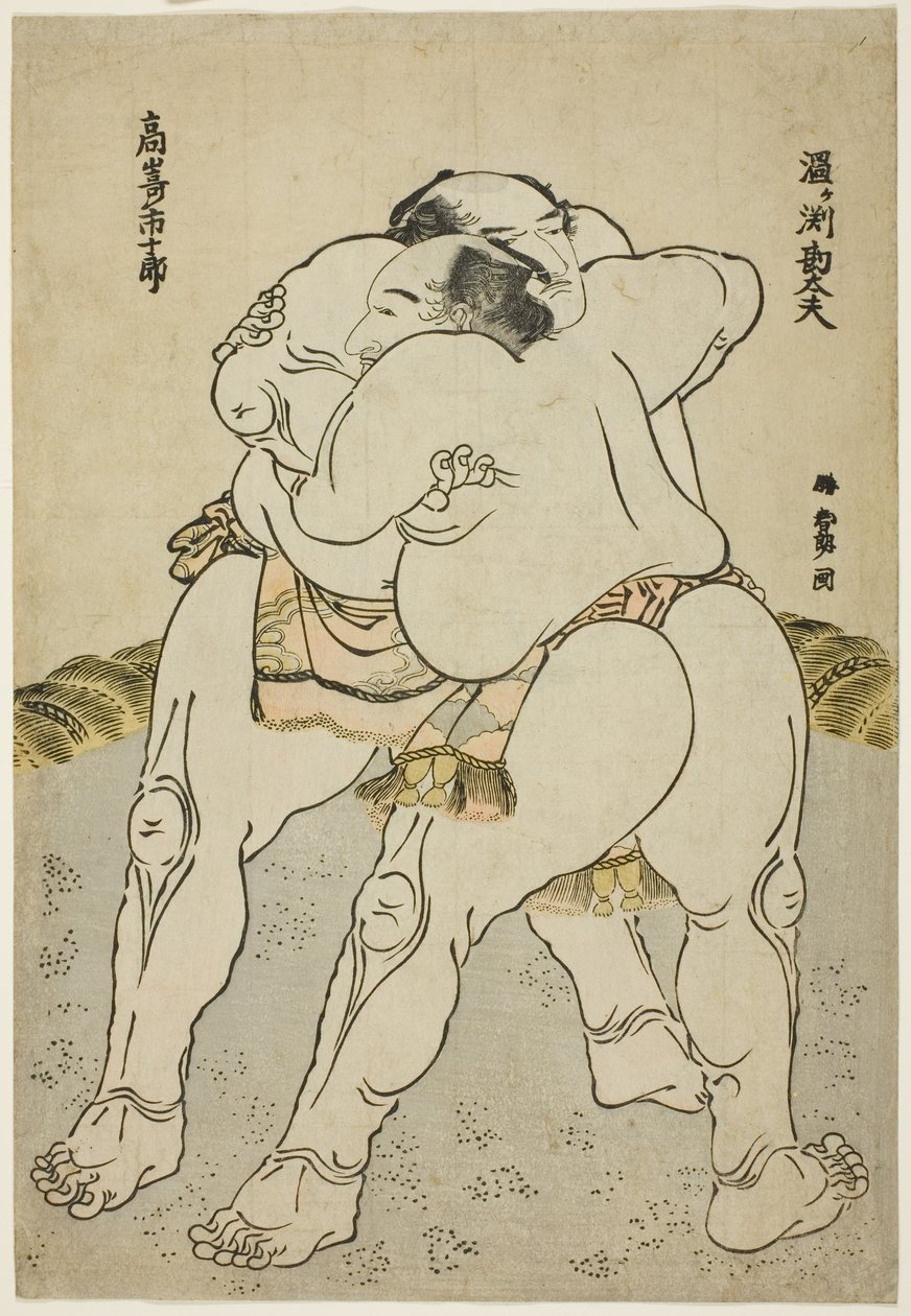Tesumo Wresters Uzugaen Kandayu Draft d Kazuki Takasaki autorstwa Katsushika Hokusai