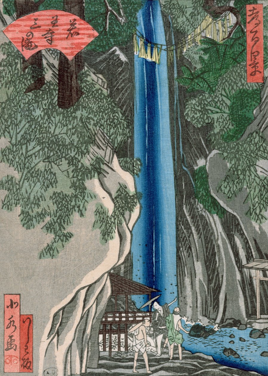 Wodospad (drzeworyt kolorowy) autorstwa Katsushika Hokusai